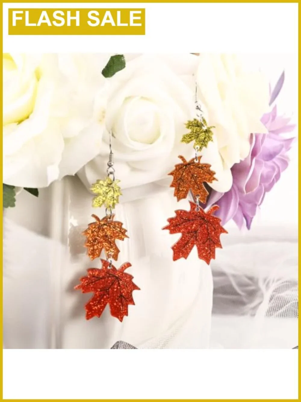 Thanksgiving Drop Earrings Maple Leaf Acrylic Stainless Steel Fall Jewelry